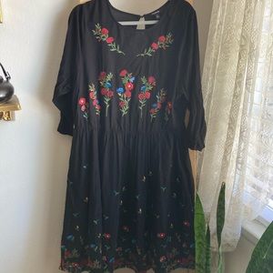 Torrid Embroidered Black Dress